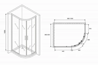 Душевой уголок ABBER Schwarzer Diamant AG01190M 100x90 стекло матовое/профиль хром