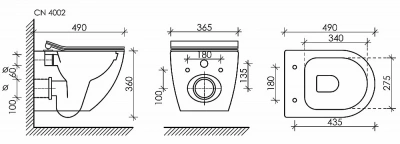Унитаз подвесной Ceramica Nova Metropol CN4002_1001M_1000  безободковый, с крышкой микролифт, с инсталляцией и белой кнопкой хром матовый