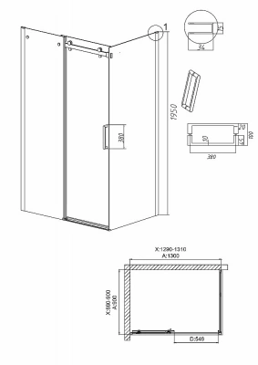Душевой уголок Grossman Classic 120.K33.04.1390.21.00 130x90 профиль черный матовый/стекло прозрачное