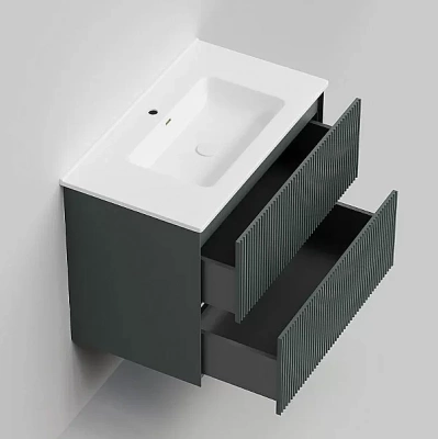 Тумба с раковиной La Fenice Terra Twin 80 FNC-01-TER-G-80-2 серо-зеленая матовая