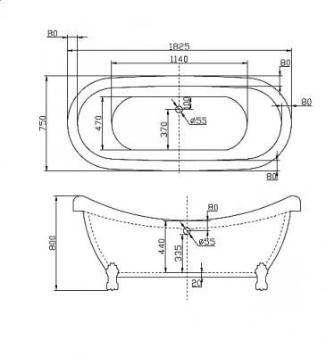 Ванна BelBagno BB05 182х75