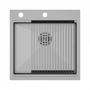Кухонная мойка Paulmark KRONER-PRO + ролл-мат PRO PM705151-BS+R405-BS нержавеющая сталь