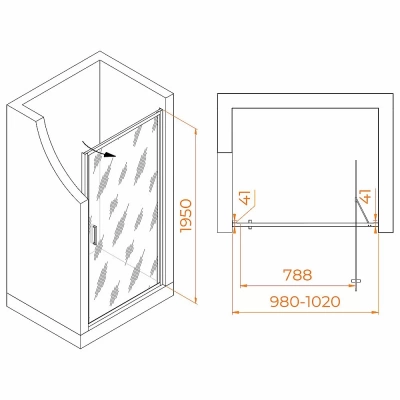 Душевая дверь RGW Stilvoll SV-05Gr 100 70320510-1510 стекло Ribbed (ребристое)/профиль серый