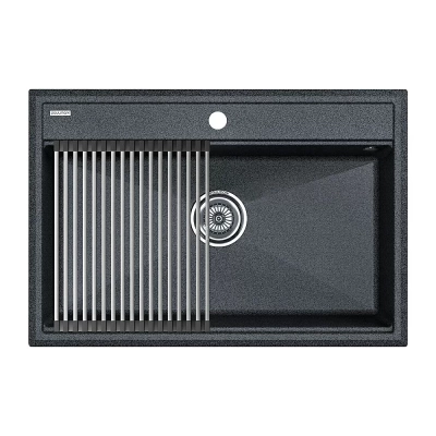 Кухонная мойка Paulmark STEPIA 80 + ролл-мат STEP PM117551-DG+R375-BS графит