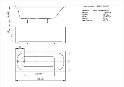 Ванна Aquatek Лугано 150х70 LUG150-0000001 белая