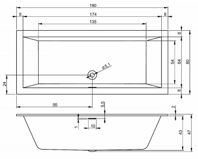 Акриловая ванна Riho Rethink Cubic 190х80 B108001005 белая
