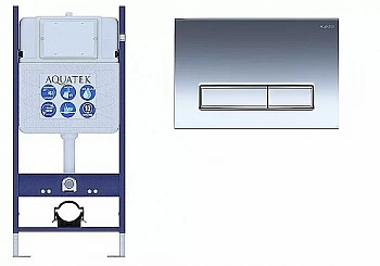 Инсталляция для унитаза Aquatek ECO Standart INS-0000014 с кнопкой KDI-0000023 хром глянцевый