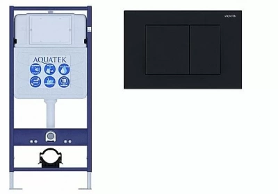 Инсталляция для унитаза Aquatek Standart INS-0000012 с кнопкой KDI-0000012 черная матовая