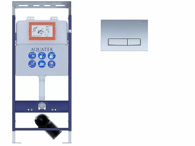 Инсталляция для унитаза Aquatek Easy Fix INS-0000009 с кнопкой KDI-0000024 хром матовый