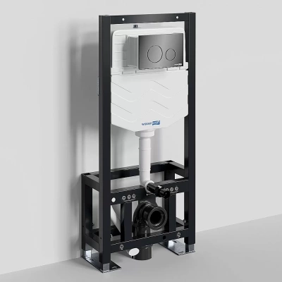 Инсталляция для унитаза WasserKraft Dill 61TLT.010.ME.PB02 с черной глянцевой кнопкой