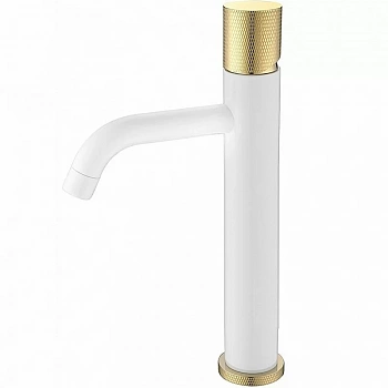 Смеситель для раковины Boheme Stick 122-WG.2 белый/ручка золото