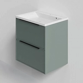Тумба с раковиной La Fenice Simpla Twin 60 FNC-01-SIM-G-60-2 серо-зеленая матовая
