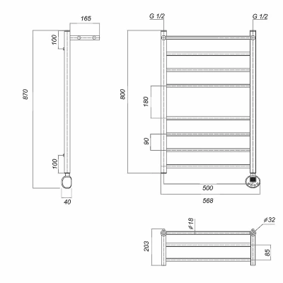 Полотенцесушитель электрический Domoterm Медея сп П8 500x800 E хром