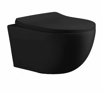 Унитаз подвесной CeruttiSpa ORLTER Aria MBF CT10017 безободковый, с крышкой микролифт, черный матовый