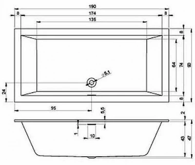 Акриловая ванна Riho Rething Cubic Fall 190x90 B109013005 белая