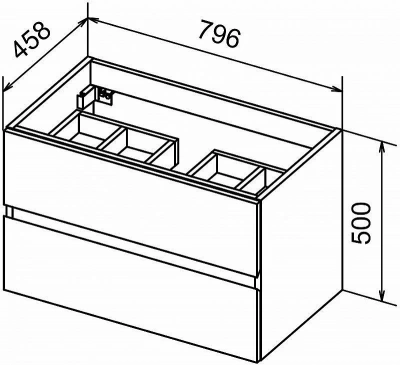 Тумба с раковиной Cezares Molveno 46 80 Beton