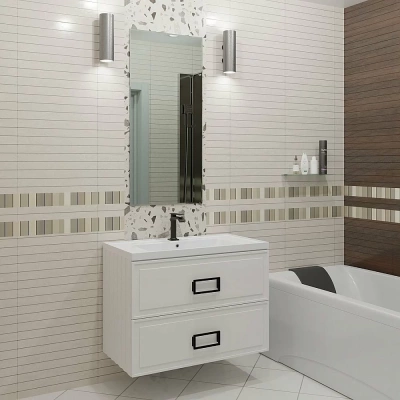 Тумба с раковиной LA FENICE Cubo Bianco TWIN 100 белая/ручки черные