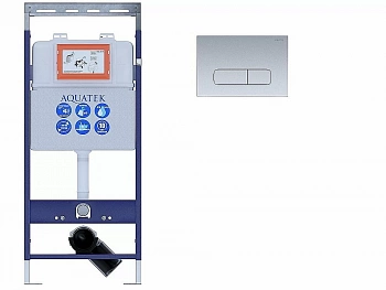 Инсталляция для унитаза Aquatek Easy Fix INS-0000009 с кнопкой KDI-0000014 хром матовый