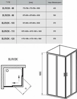 Душевой уголок Ravak Blix BLRV2K 90x90 профиль белый/стекло прозрачное