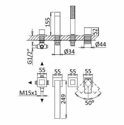 Смеситель для ванны Cezares PORTA-BVDM4-BIO белый матовый