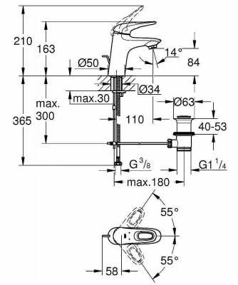 Смеситель для раковины Grohe Eurostyle New 33558003 хром