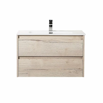 Тумба с раковиной BelBagno KRAFT 80 белый дуб галифакс/раковина стеклянная матовая