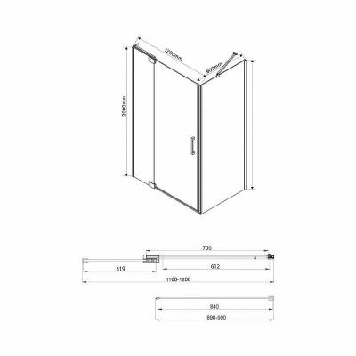 Душевой уголок Vincea Extra VSR-1E111290CGB, 110/120x90