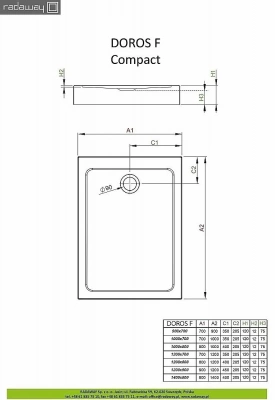 Душевой поддон Radaway Doros F Compact SDRFP1270-05 120x70 белый
