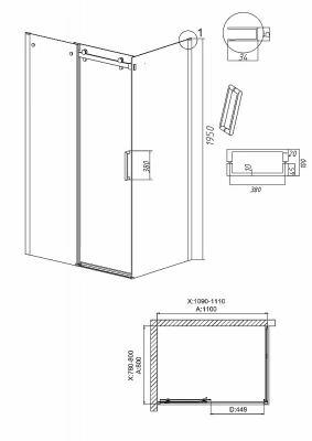 Душевой уголок Grossman Classic 120.K33.04.1180.21.10 110x80 профиль черный матовый/стекло тонированное
