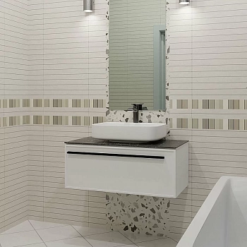 Тумба с раковиной LA FENICE Elba Bianco 100 белая/столешница черная