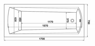 Ванна акриловая BAS Бали 170x75 без каркаса