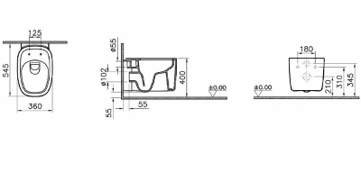 Унитаз Vitra PLURAL 7830B401-0075 безободковый, белый