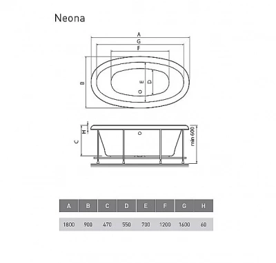Ванна акриловая Relisan Neona Гл000000548 180x90 белая