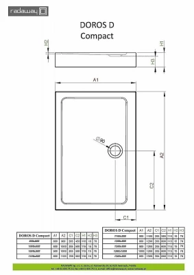Душевой поддон Radaway Doros D Compact SDRD1290-05 120x90 белый