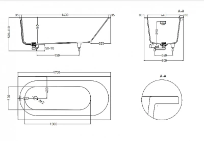 Ванна Salini Ornella AXIS Kit S-Sense 170x80 102414M белая матовая