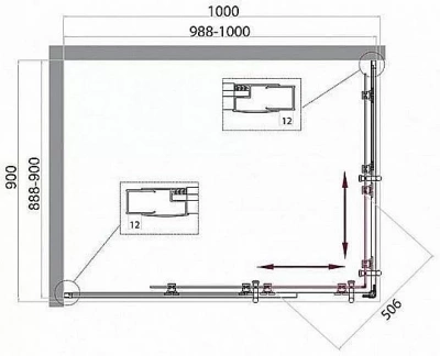 Душевой уголок BelBagno UNO 195-AH-2 100x90 матовый/хром