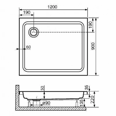 Душевой поддон RGW Acryl STYLE PR 16180292-11 90х120 белый