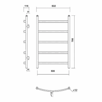 Полотенцесушитель Domoterm Калипсо П5 50x70 хром