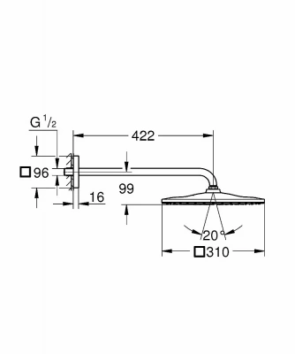 Верхний душ GROHE Rainshower Mono Cube 26564AL0 темный графит матовый