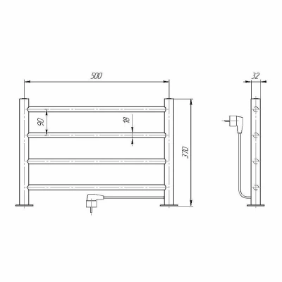 Полотенцесушитель электрический Domoterm DMT-T4 38x53 EK хром