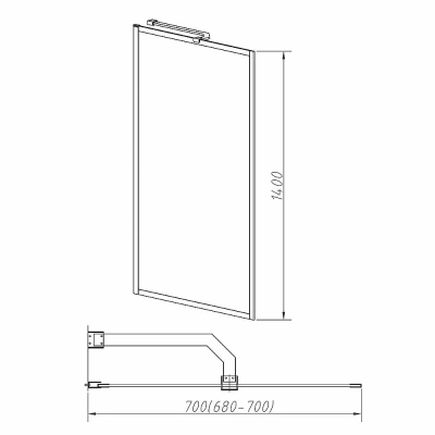 Шторка для ванны Vincea VSB-41700CLGM 70×140 стекло прозрачное/профиль вороненая сталь
